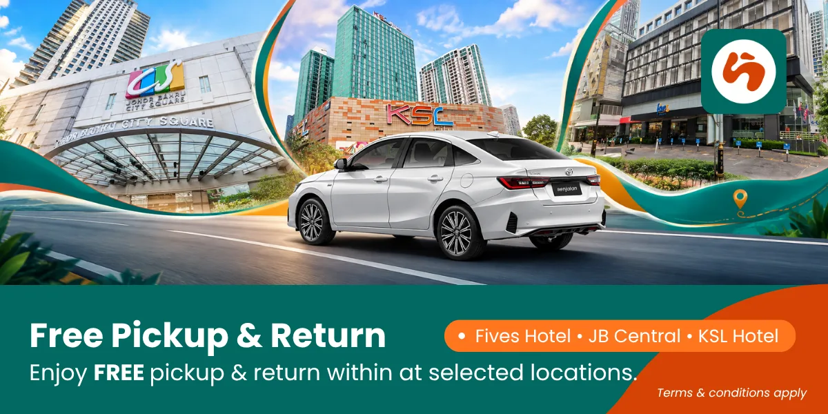 JB car rental with free pickup and return at selected locations