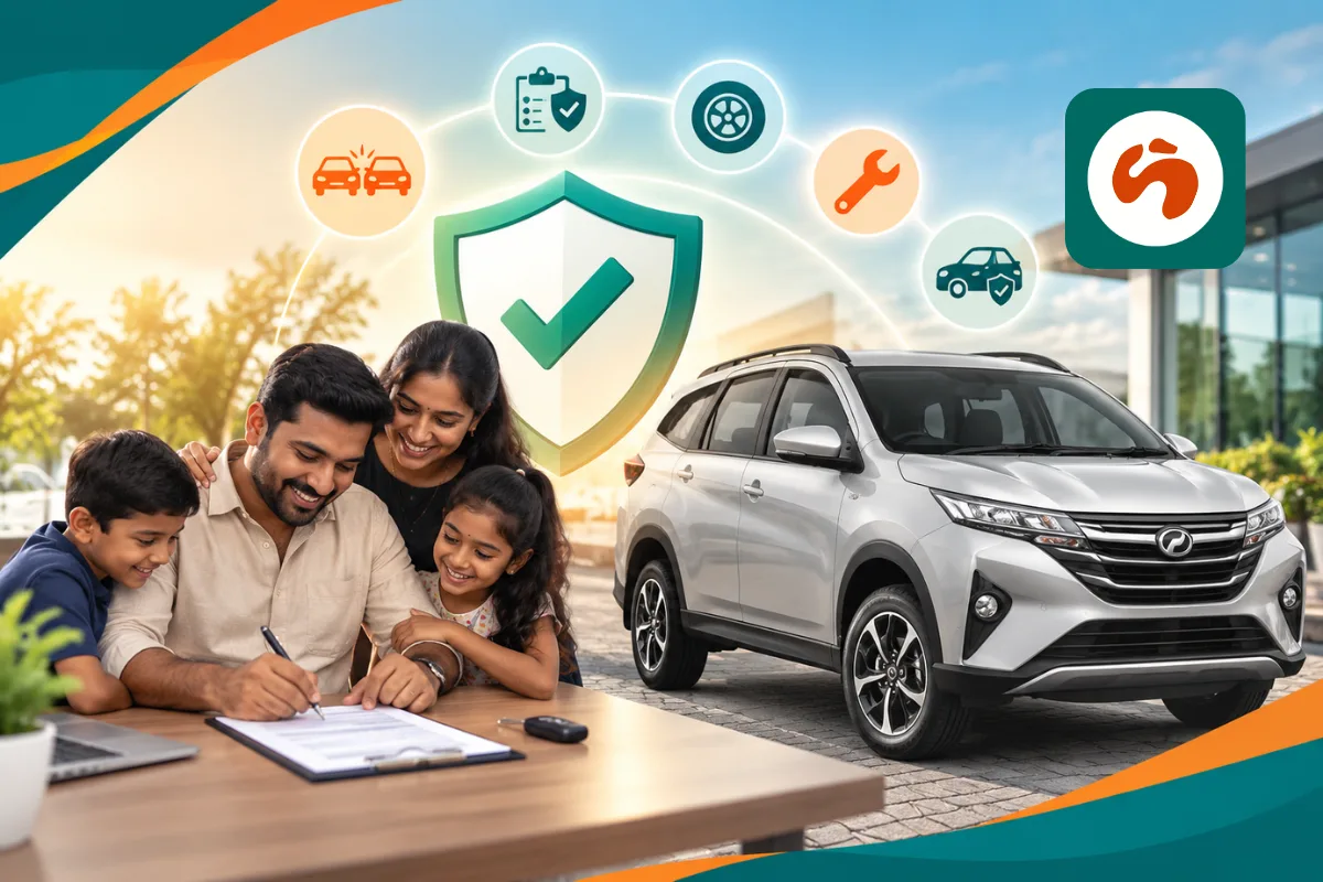 Traveller checking rental car insurance and protection before driving in Malaysia