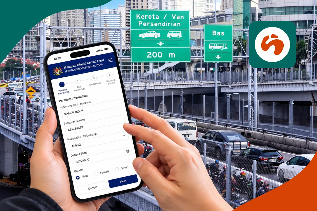 Traveller completing the Malaysia Digital Arrival Card before entering Malaysia